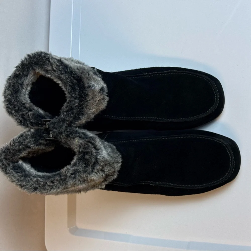 ZeroXposur Womens Irene Black Winter Boots w/ Faux Fur Trim sz 10M Outdoor Comfy